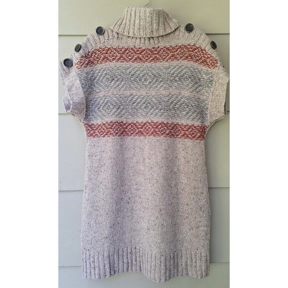 Wool blend Sleeveless Turtle neck Sweater Dress S Rustic Fall Boho Casual Tan - Picture 1 of 8